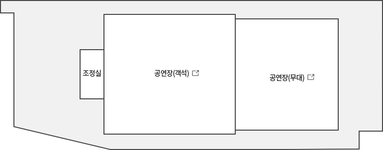 다목적홀 지상3층 : 조정실, 공연장(객석), 공연장(무대)